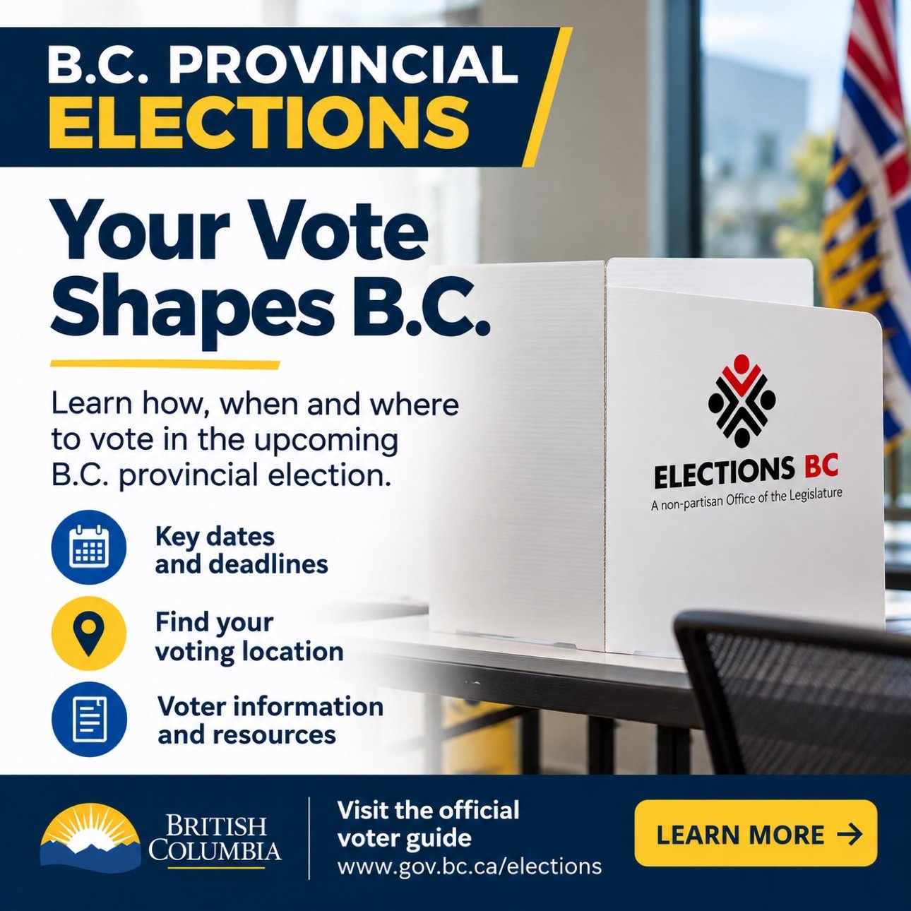 Voter information: Your Vote Shapes B.C., BC provincial election dates and voting locations
