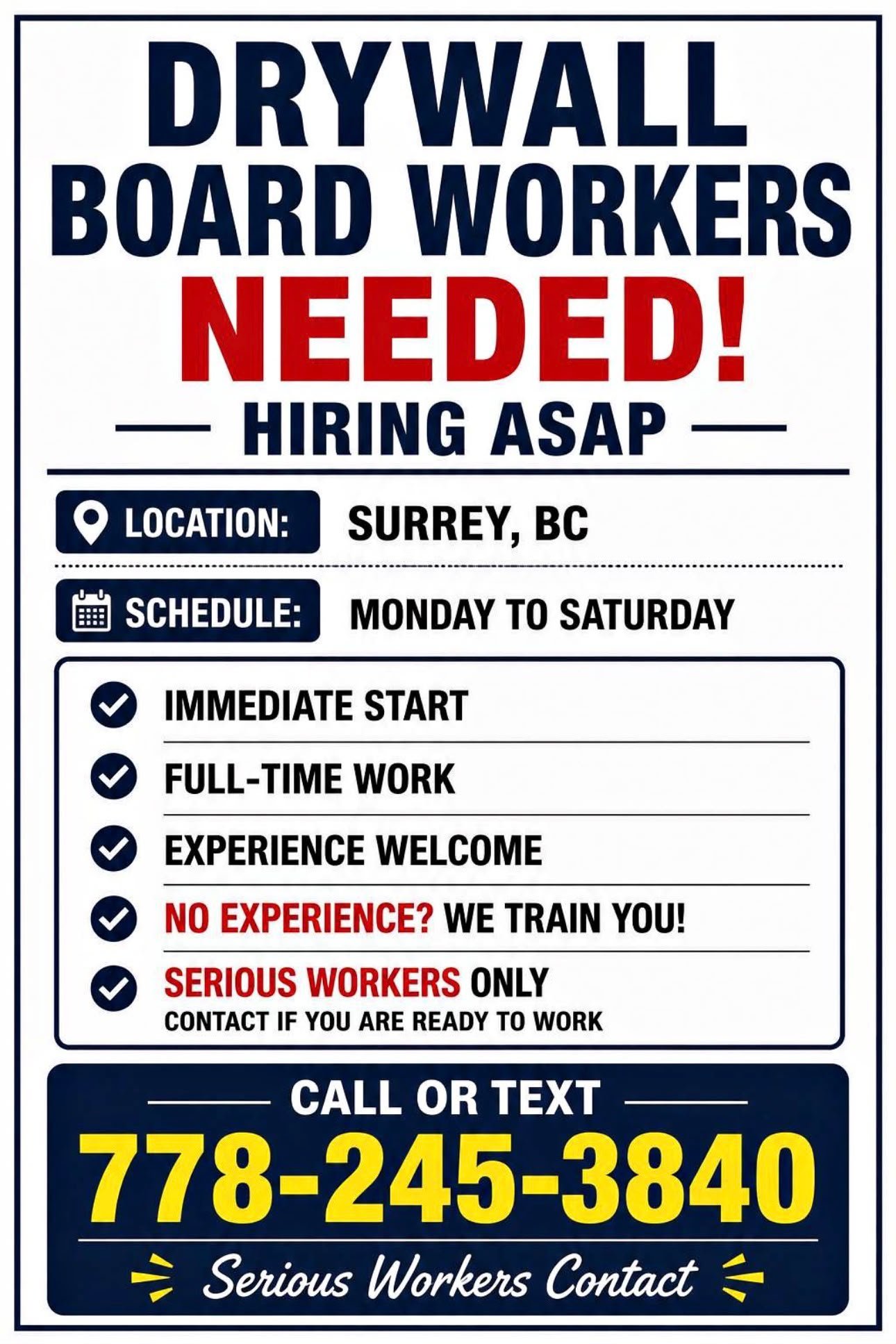 Advertisement: Drywall board workers