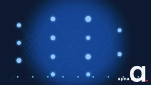 Blue neural network graphic with glowing interconnected nodes on a dark background, with the Apna News watermark.
