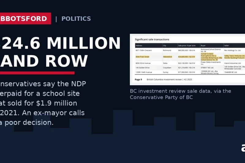 Conservatives Say NDP Massively Overpaid for Abbotsford School Land That Sold for $1.9 Million in 2021