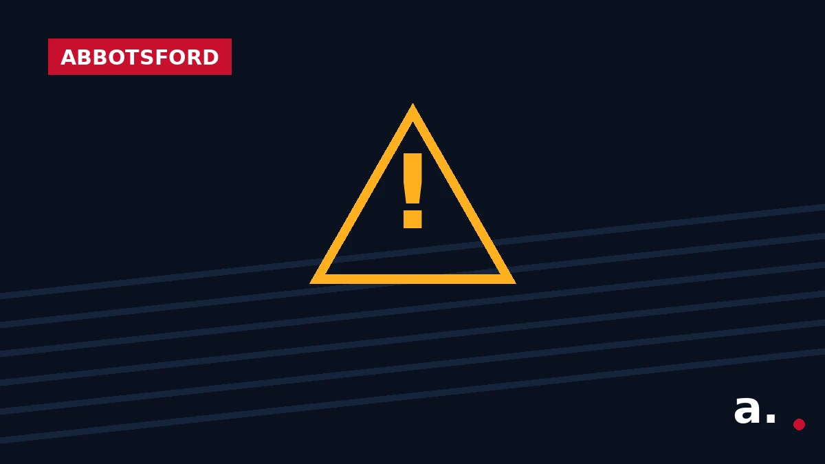 Graphic: warning sign for a serious collision on Vye Road in Abbotsford