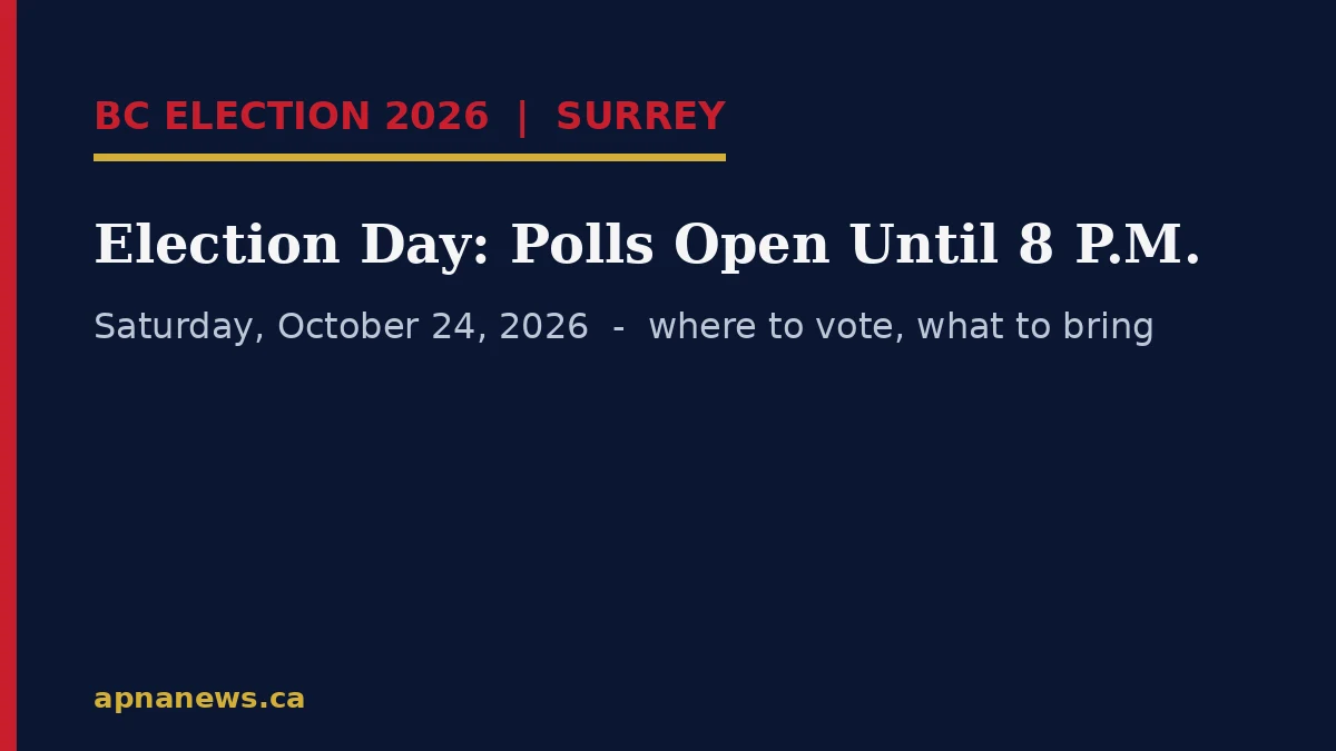 BC Election Day 2026 in Surrey: Polls Open Until 8 P.M., Where to Vote and What to Bring