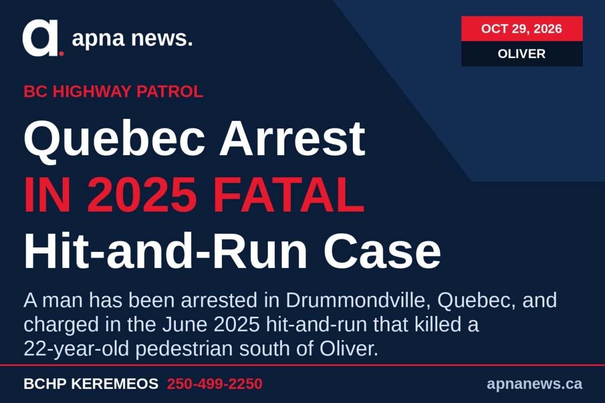 Man Arrested in Quebec and Charged in Fatal 2025 Hit-and-Run That Killed Pedestrian, 22, Near Oliver