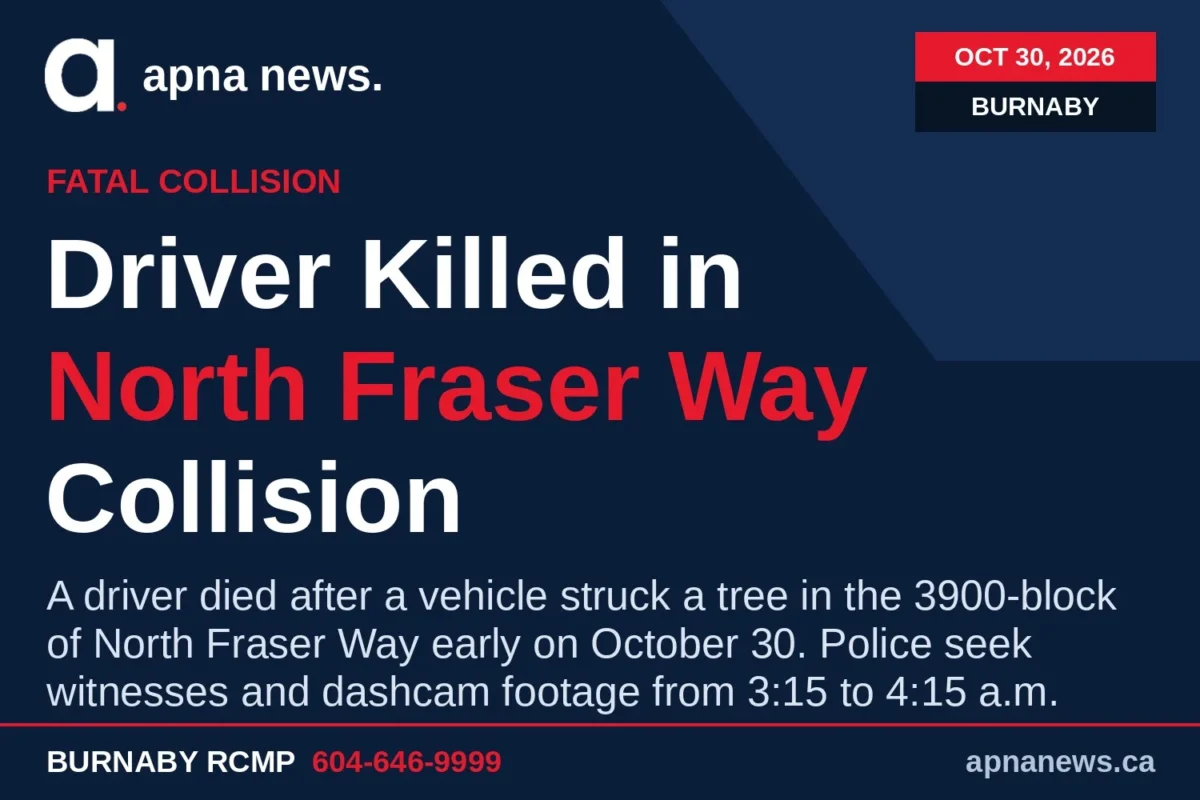Burnaby RCMP Seek Witnesses and Dashcam Footage After Fatal Collision on North Fraser Way
