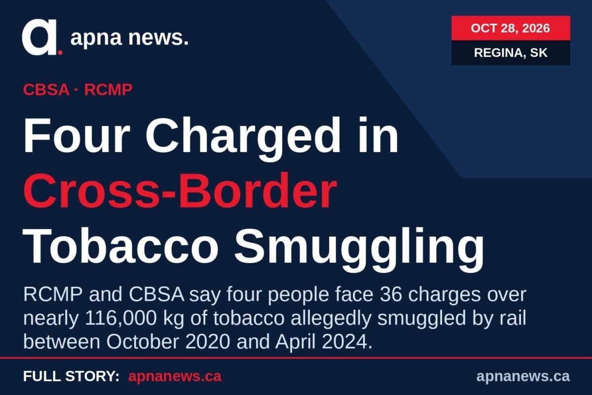 Four Charged in Cross-Border Tobacco Smuggling Operation That Allegedly Moved Nearly 116,000 kg by Rail, CBSA and RCMP Say