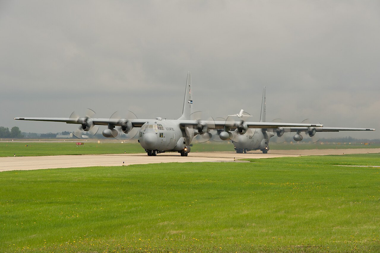 Canadian military aircraft at exercise in Alberta.