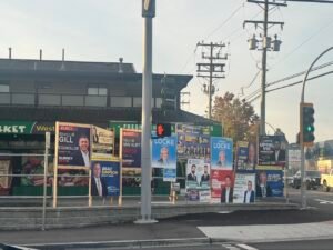 Campaign signs at 132 Street and 80 Avenue in Surrey
