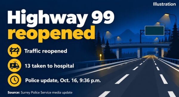 Highway 99 reopened - 13 taken to hospital, Surrey Police update Oct. 16, 9:36 p.m.