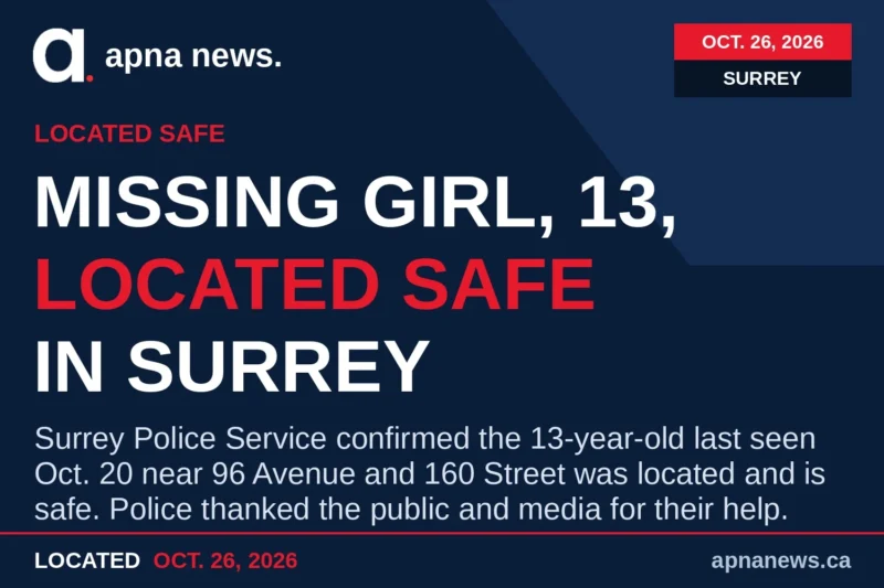 Missing Surrey 13-Year-Old Kym Naas-Walis Located Safe, Police Confirm