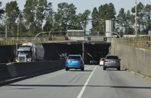 South portal of the George Massey Tunnel on Highway 99