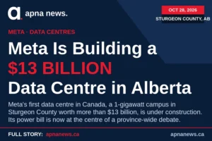 Apna News graphic: Meta is building a $13 billion data centre in Alberta