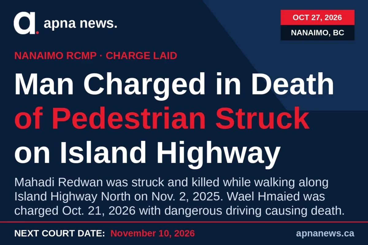 Man Charged With Dangerous Driving Causing Death Nearly a Year After Pedestrian Mahadi Redwan Was Killed on Island Highway North in Nanaimo