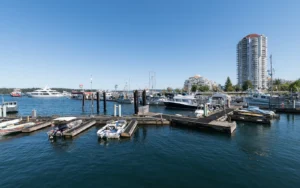 Boats moored at the docks in Nanaimo Harbour, in a file photo