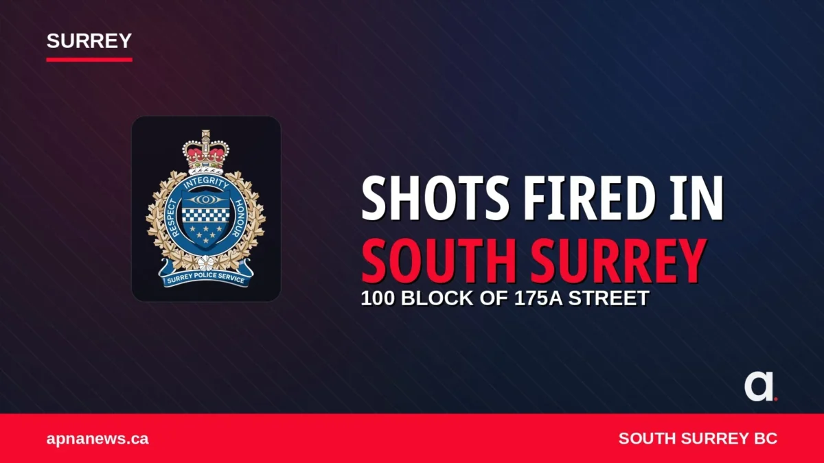 Designed graphic with SPS crest: shots fired incident, 100 block of 175A Street