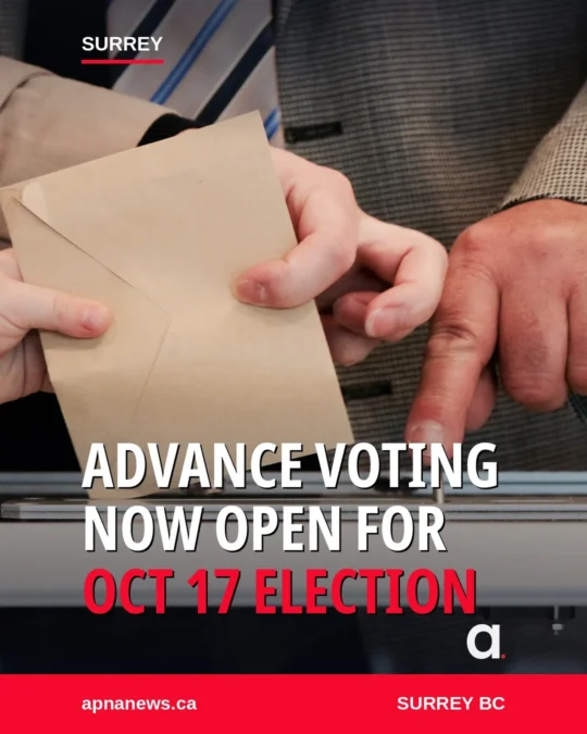 Advance voting now open for Surrey municipal election