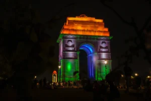India Gate, New Delhi, illuminated in the Indian tricolor