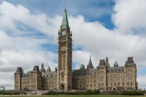 The Centre Block and Peace Tower on Parliament Hill in Ottawa