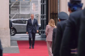 Prime Minister Mark Carney walking on a red carpet during an official visit abroad, in a file photo