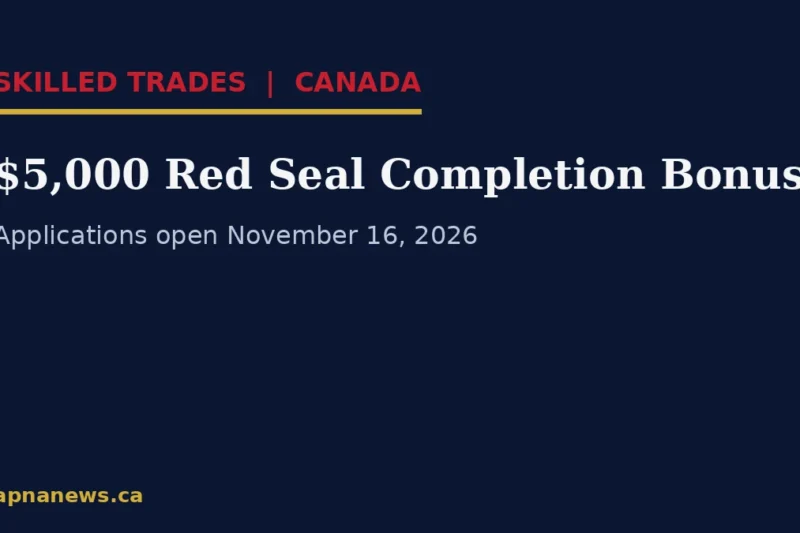 $5,000 Red Seal Completion Bonus Opens Nov. 16: How Newly Certified Trades Workers Apply