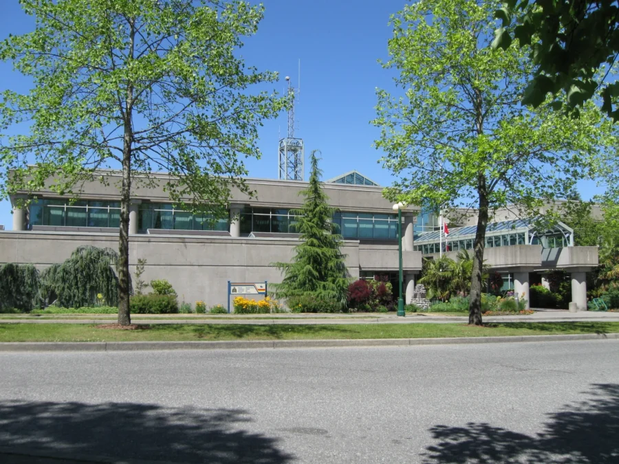 Surrey Police Service headquarters building on 57 Avenue in Surrey, B.C.